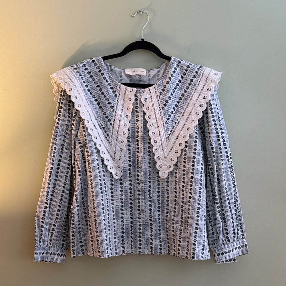Loeffler Randall Ken Blouse in Blue Floral